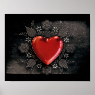 1209 DARK RED BLACK HEART EMO LIVE TOUGH DARK SYMB POSTER