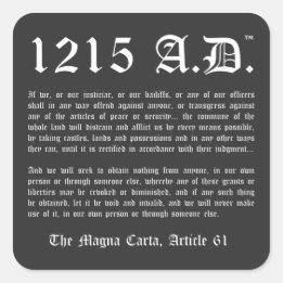 1215 A.D.™ De Magna Carta Artikel 61 Stickers