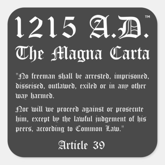 1215 A.D.™ La Grande Charte Article 39 Stickers (Devant)