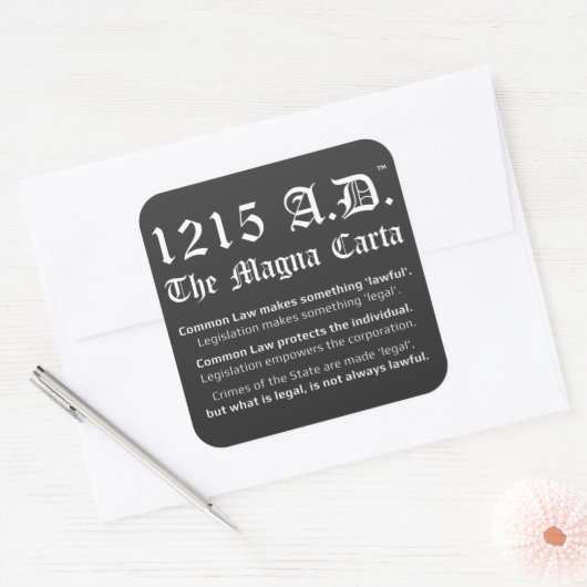 1215 A.D.™ Stickers de common law Magna Carta (Enveloppe)