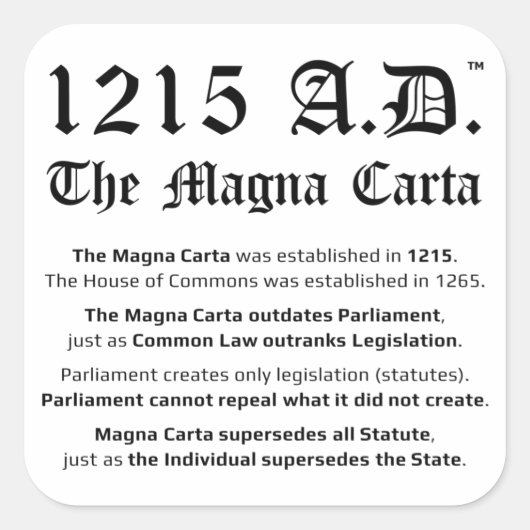 1215 A.D.™ Stickers de common law Magna Carta (Devant)
