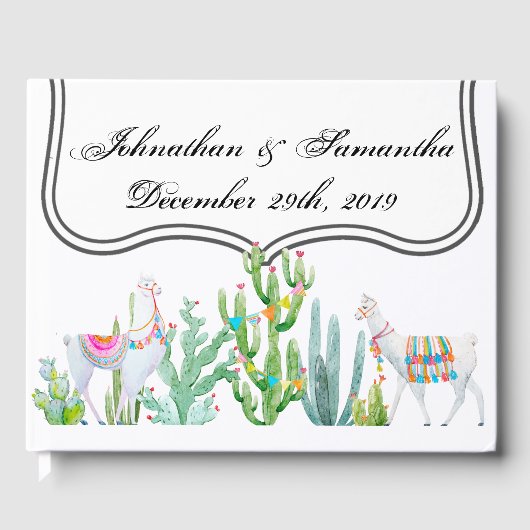 122 Page Mariage Livre d'or Boho Llama Bohemian Ca (Recto)