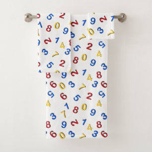 123 cijfers rood geel blauw bad handdoek