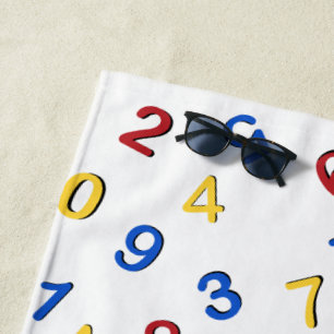 123 cijfers rood geel blauw strandlaken
