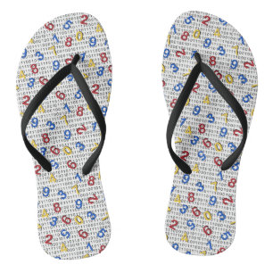 123 Nummers Rood Geel Blauw Zwart Wit Binair Teenslippers