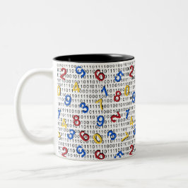 123 Nummers Rood Geel Blauw Zwart Wit Binair Tweekleurige Koffiemok