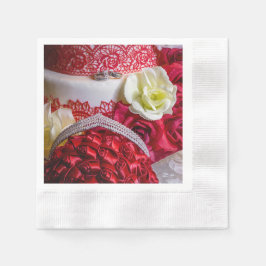 1242 - Trouwtaart, boeket en ringen Servet