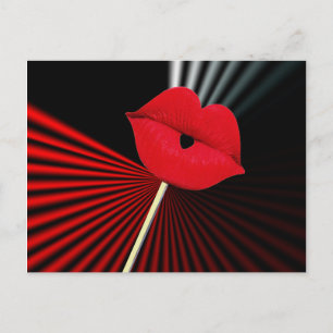 1253 ZWARTE RODE WITTE MOUTH KISS LIPS GRAPHIC BAC BRIEFKAART