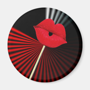 1253 ZWARTE RODE WITTE MOUTH KISS LIPS GRAPHIC BAC MAGNEET