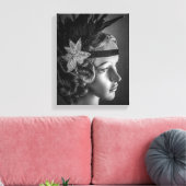 1289-1920's Flapper met hoofdband Canvas Afdruk (Insitu (Woonkamer))