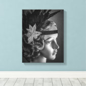 1289-1920's Flapper met hoofdband Canvas Afdruk (Insitu (Houten vloer))