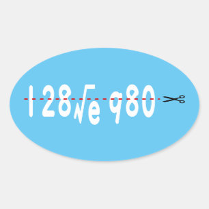 128√e980 - Witte ovale sticker met tekst