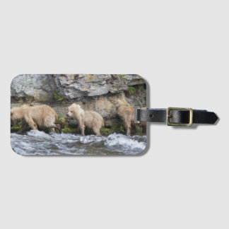 128 Grazer's Welpen bij Brooks Falls - Bagage Labe Bagagelabel