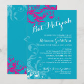 128-marnie BAT MITZVAH bloeit turquoise roze Kaart (Voorkant / Achterkant)