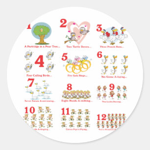 12 12 dagen kerstmis voltooid ronde sticker