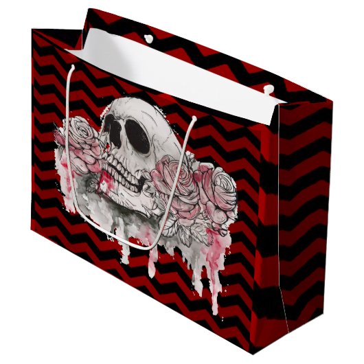 12,5 lx4wx9h gothic Roos Chevron Groot Cadeauzakje (Voorkant Gekanteld)