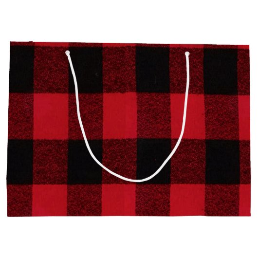 12,5lx4wx9h Grand sac cadeau Rouge Buffalo plaqué  (Dos)