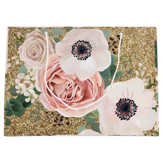 12.5lx4wx9h Grote Gift Bag Geometrische Tuin Roos Groot Cadeauzakje (Voorkant)