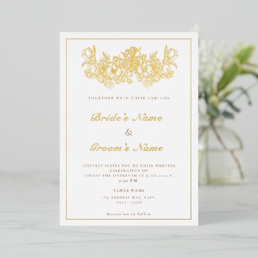 12,7 x 17,8 cm Folie Uitnodiging (Staand Voorkant)