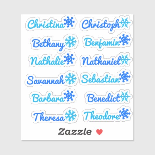 12 Aangepaste namen van gastenlijst Ijs kristallen Sticker (Vel)