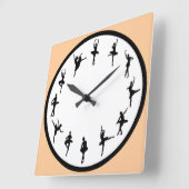 12 Ballet Silhouettes Vierkante Klok (Hoek)