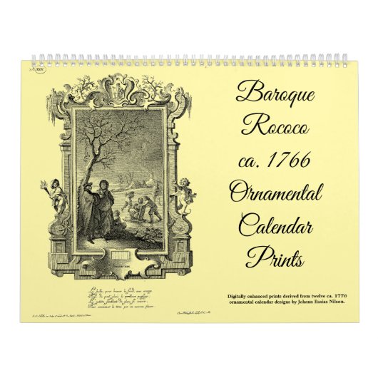 12 Baroque Rococo ca. 1766 Calendar Prints Kalender (Hoes)