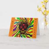 12 - Carte Halloween crâne néon (Fleur jaune)