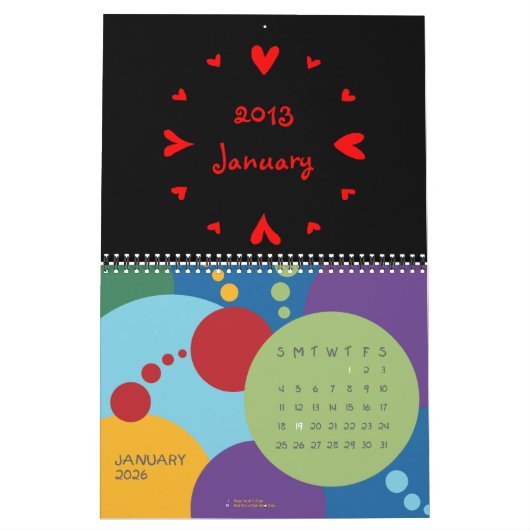 12 coeurs Calendrier 2013 (Jan 2026)