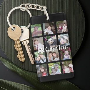 12 Collage fotoinstallatieschema met zwarte achter Sleutelhanger