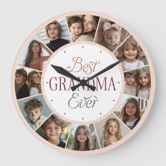 12 Collage Photo Horloge Meilleure Grand-mère Jama (Recto)