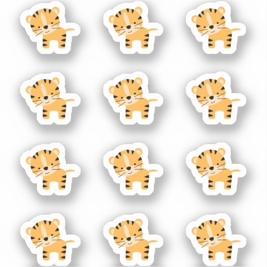 12 Cute Mini Tiger Stickers (Voorkant)