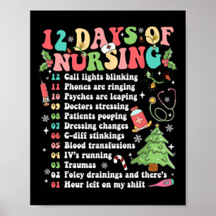 12 Dag van het Verpleegziekenhuis Kerstverpleegkun Poster