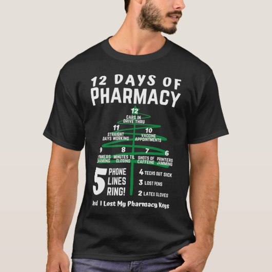 12 dagen apotheek, kerstapotheek, apotheek t-shirt (Voorkant)