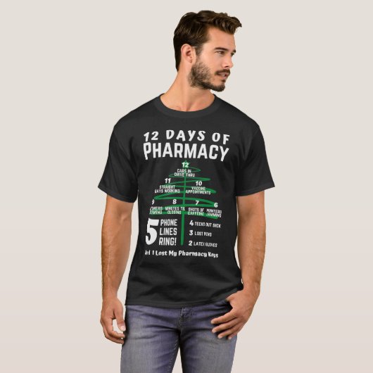 12 dagen apotheek, kerstapotheek, apotheek t-shirt (Voorkant volledig)