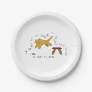 12 dagen Catmas 10 Lords-a-Leaping Kerstmis Papieren Bordje