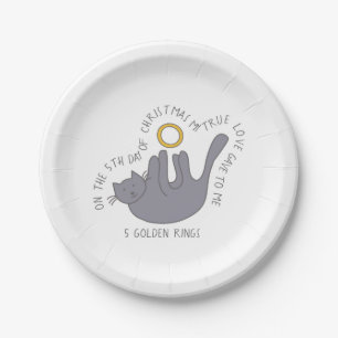 12 dagen Catmas 5 Gouden Rings Kerstmis Papieren Bordje