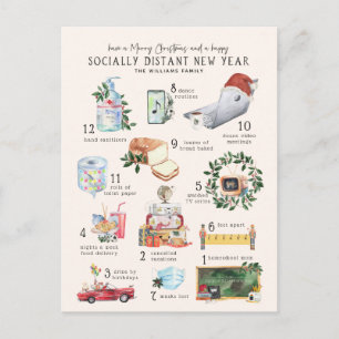 12 dagen Covid "Quarantine" kerstfeestdag Briefkaart