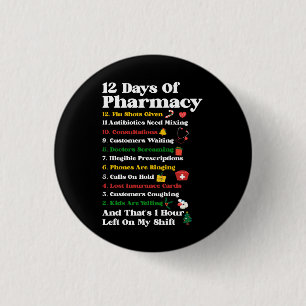 12 dagen Farmacie Funny kerstapotheker Tec Ronde Button 3,2 Cm