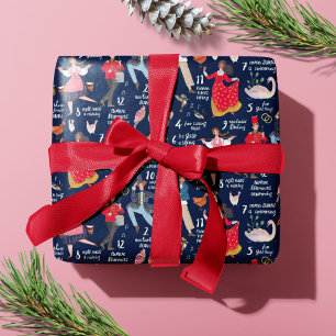 12 dagen kerst blauw cadeaupapier
