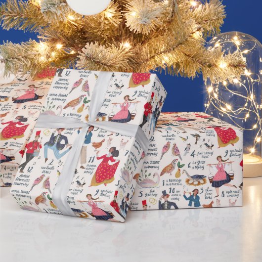12 dagen kerst ecru cadeaupapier (Feestdagen)