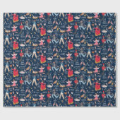 12 dagen kerstblauw cadeaupapier (Vlak)