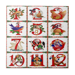 12 dagen kerstcadeautjes afdrukken tegeltje