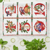 12 dagen kerstcadeautjes afdrukken theedoek (Gevouwen)