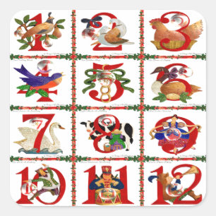12 dagen kerstcadeautjes afdrukken vierkante sticker