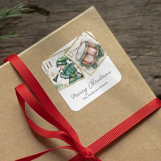 12 dagen kerstfeestdag vierkante sticker