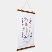 12 dagen kerstkunst afdrukken hangend wandkleed (Gebogen)