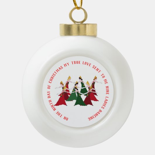 12 dagen kerstmis 9 dames dansen keramische bal ornament (Voorkant)