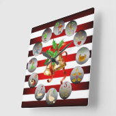 12 dagen Kerstmis ~ Kerstmis Bells ~ Stripes ~ Vierkante Klok (Hoek)