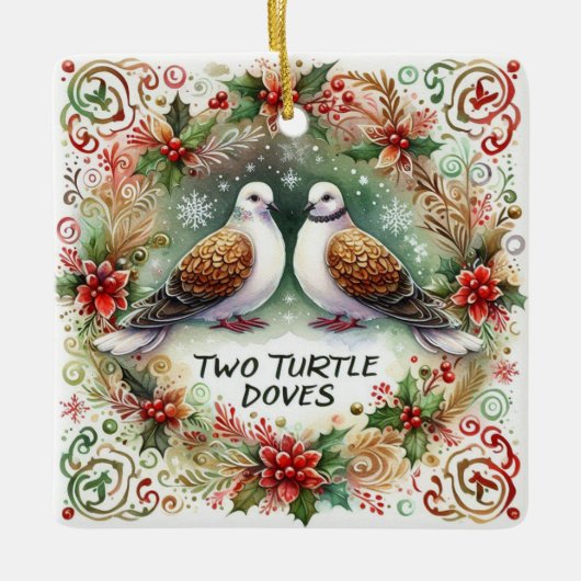 12 dagen kerstmis twee schildpadden keramisch ornament (Voorkant)