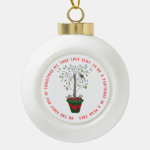 12 dagen kerstpatrijs in een perenboom keramische bal ornament